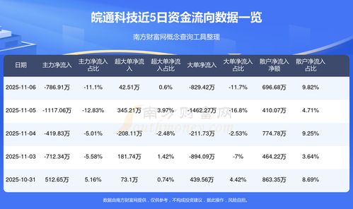 皖通科技11月6日資金流向概況 信息系統(tǒng)集成服務分析